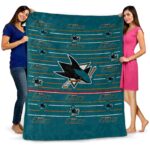 san jose sharks striped pattern teal blanket best selling