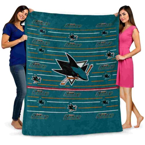 san jose sharks striped pattern teal blanket fashion forward