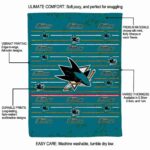 san jose sharks striped pattern teal blanket best selling
