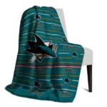 san jose sharks striped pattern teal blanket best selling