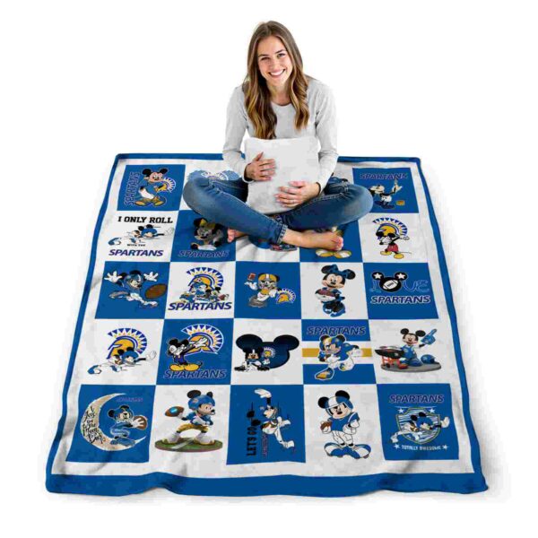 san jose state spartans mickey minnie blue white blanket high quality