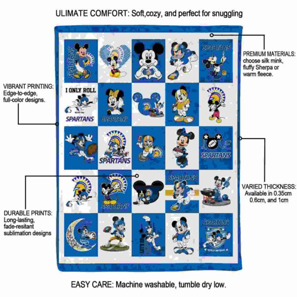 san jose state spartans mickey minnie blue white blanket new arrival
