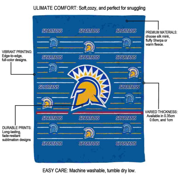 san jose state spartans striped pattern blue blanket new arrival