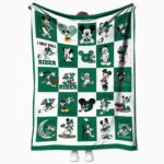 saskatchewan roughriders mickey minnie green white blanket best selling