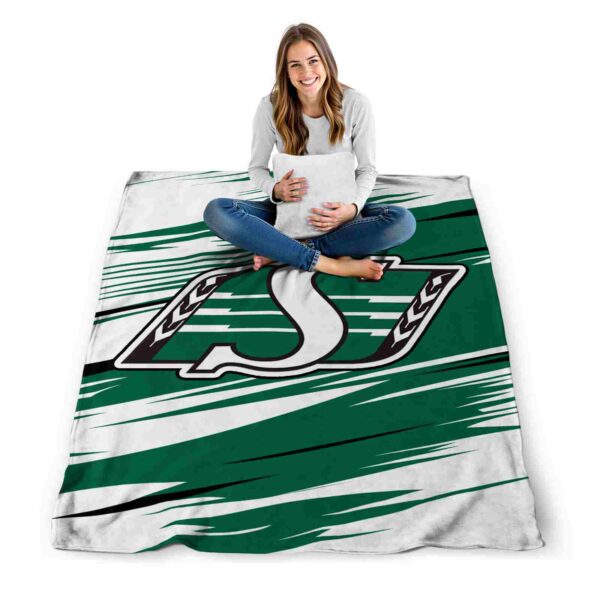 saskatchewan roughriders paint streaks green white blanket high quality