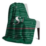 saskatchewan roughriders striped pattern green blanket best selling