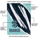seattle kraken brushstrokes blue white blanket best selling