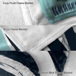 seattle kraken brushstrokes blue white blanket best selling