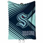 seattle kraken diagonal stripes blue blanket best selling
