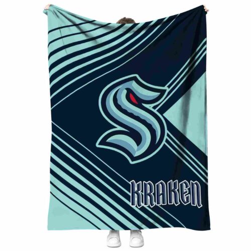 seattle kraken diagonal stripes blue blanket best selling