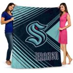 seattle kraken diagonal stripes blue blanket best selling