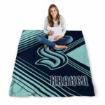 seattle kraken diagonal stripes blue blanket best selling