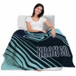 seattle kraken diagonal stripes blue blanket best selling