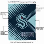 seattle kraken diagonal stripes blue blanket best selling