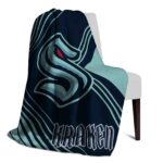 seattle kraken diagonal stripes blue blanket best selling