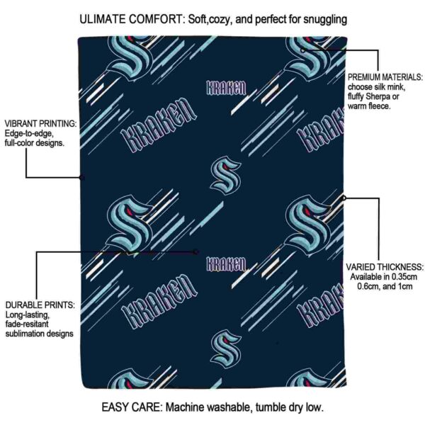 seattle kraken fan spirit blue blanket new arrival