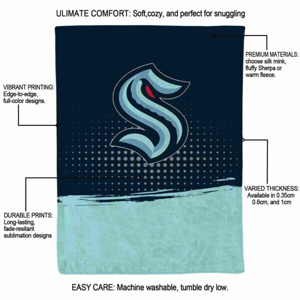 seattle kraken gradient dots blue blanket new arrival
