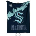 seattle kraken grunge texture blue blanket best selling