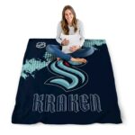 seattle kraken grunge texture blue blanket best selling