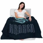 seattle kraken grunge texture blue blanket best selling