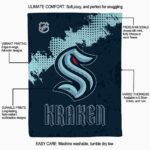 seattle kraken grunge texture blue blanket best selling