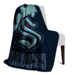 seattle kraken grunge texture blue blanket best selling