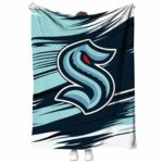 seattle kraken paint streaks blue white blanket best selling