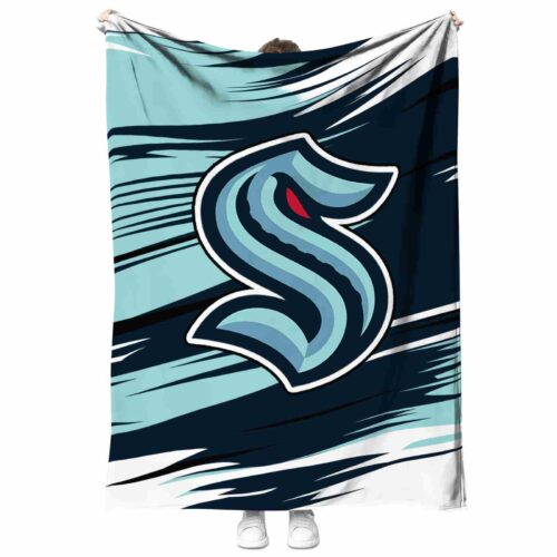 seattle kraken paint streaks blue white blanket best selling
