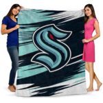 seattle kraken paint streaks blue white blanket best selling