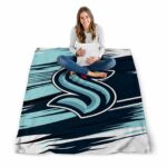 seattle kraken paint streaks blue white blanket best selling