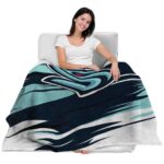 seattle kraken paint streaks blue white blanket best selling