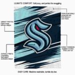 seattle kraken paint streaks blue white blanket best selling