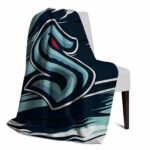 seattle kraken paint streaks blue white blanket best selling