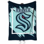 seattle kraken splatter effect blue blanket best selling