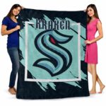 seattle kraken splatter effect blue blanket best selling
