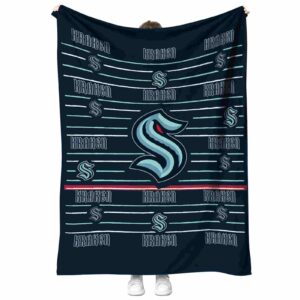 seattle kraken striped pattern blue blanket best selling