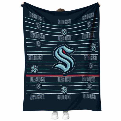seattle kraken striped pattern blue blanket best selling