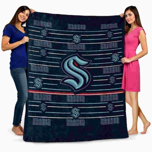seattle kraken striped pattern blue blanket fashion forward