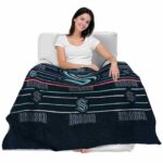 seattle kraken striped pattern blue blanket best selling