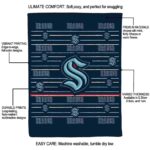 seattle kraken striped pattern blue blanket best selling