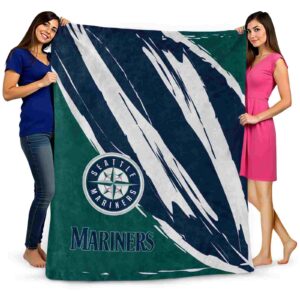 seattle mariners brushstrokes navy blue white blanket fashion forward