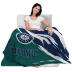 seattle mariners brushstrokes navy blue white blanket latest model