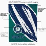 seattle mariners brushstrokes navy blue white blanket new arrival