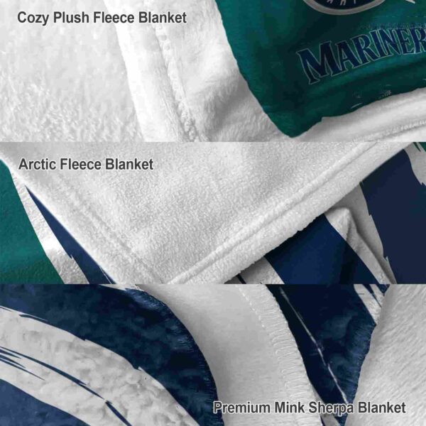 seattle mariners brushstrokes navy blue white blanket premium grade