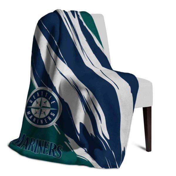 seattle mariners brushstrokes navy blue white blanket top rated