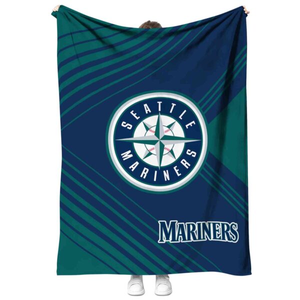 seattle mariners diagonal stripes navy blue blanket best selling