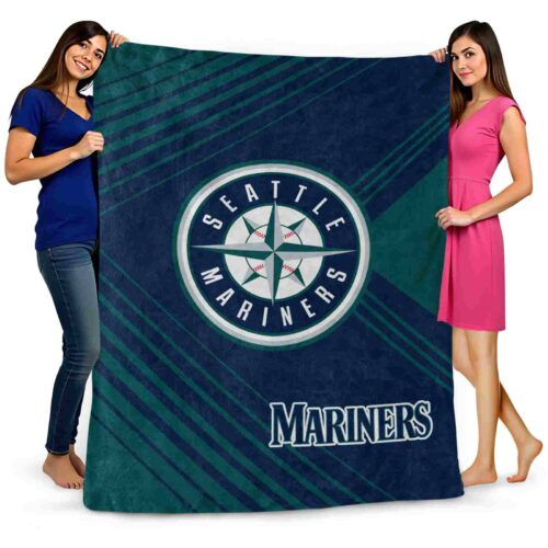 seattle mariners diagonal stripes navy blue blanket fashion forward