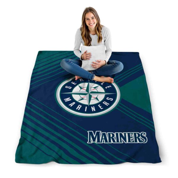 seattle mariners diagonal stripes navy blue blanket high quality
