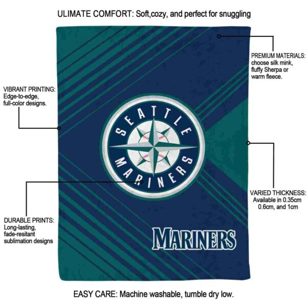 seattle mariners diagonal stripes navy blue blanket new arrival