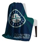 seattle mariners diagonal stripes navy blue blanket top rated